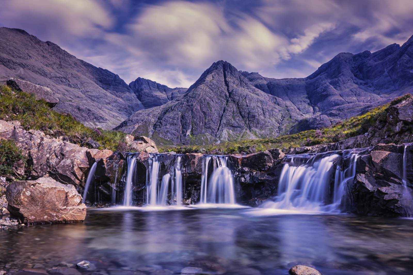 stunningly blue waterfall