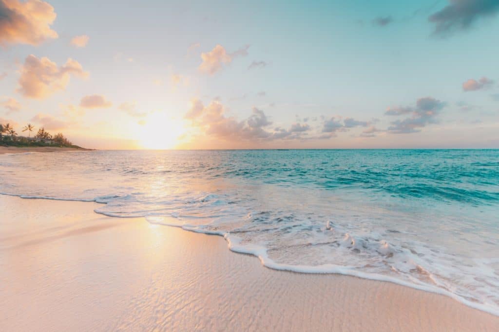 gentle sunset on seashore