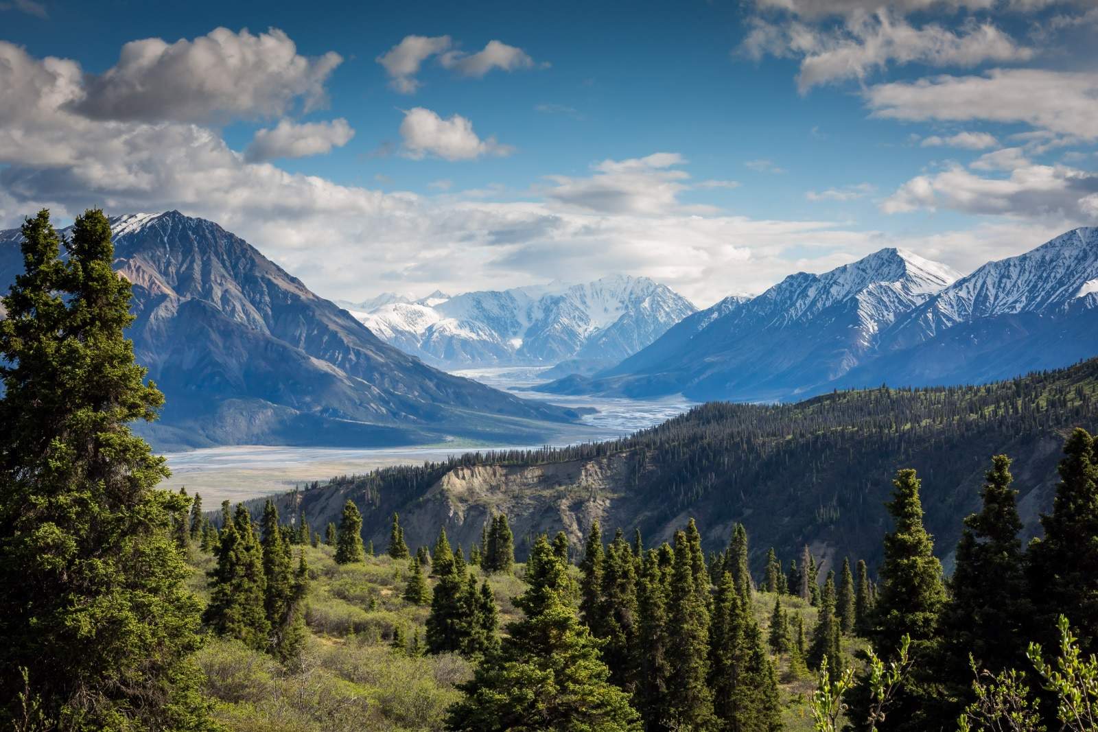 mountain range and green valley