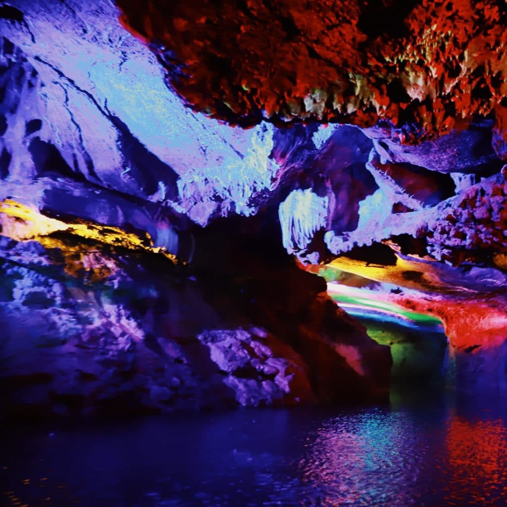 stunningly colorful cave pool