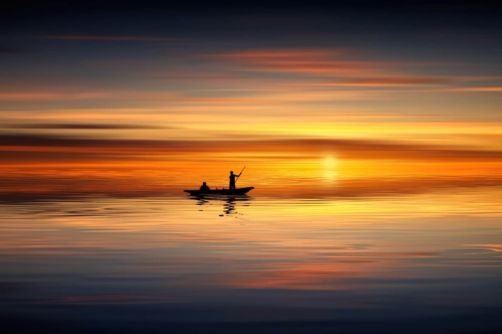 fishing boat in stunning sunset