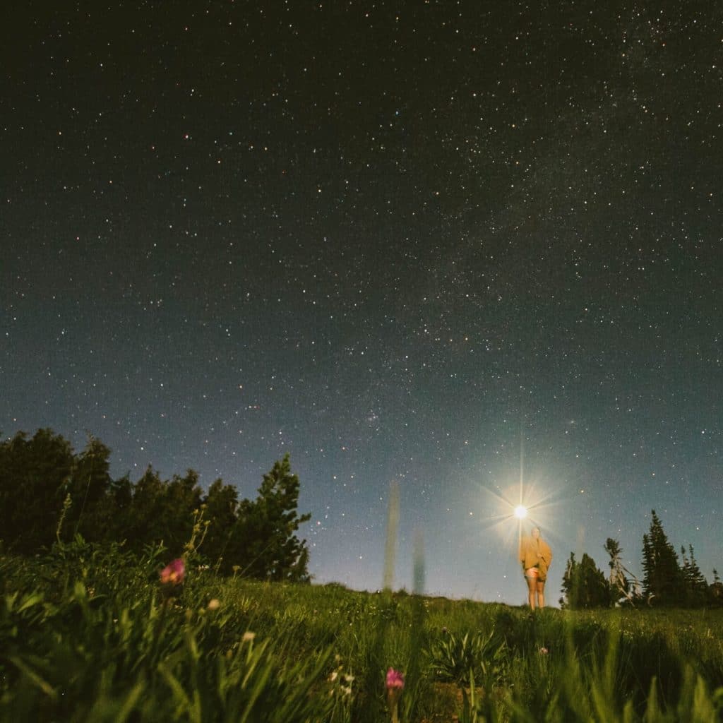 bright light signalling in a field