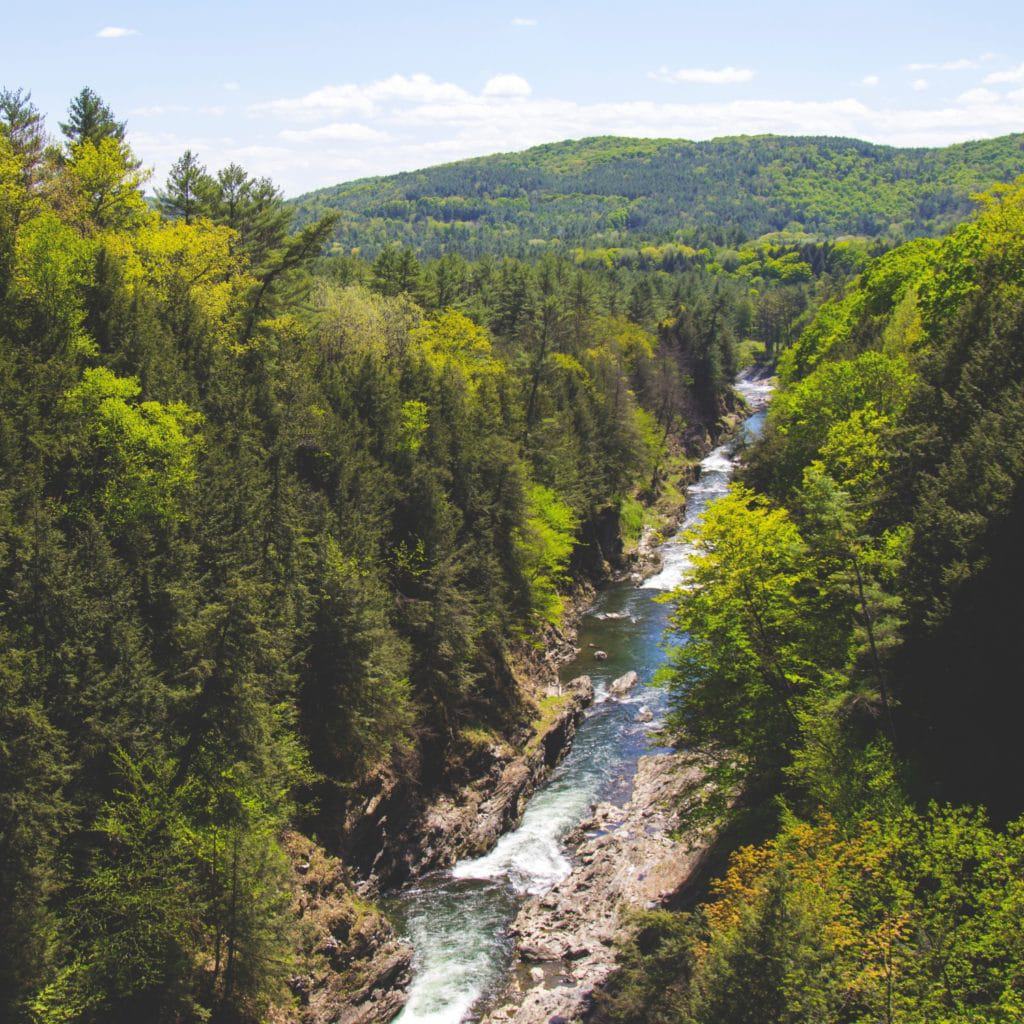 green valley with river at the bottom