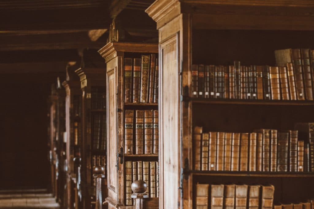 library rows of books