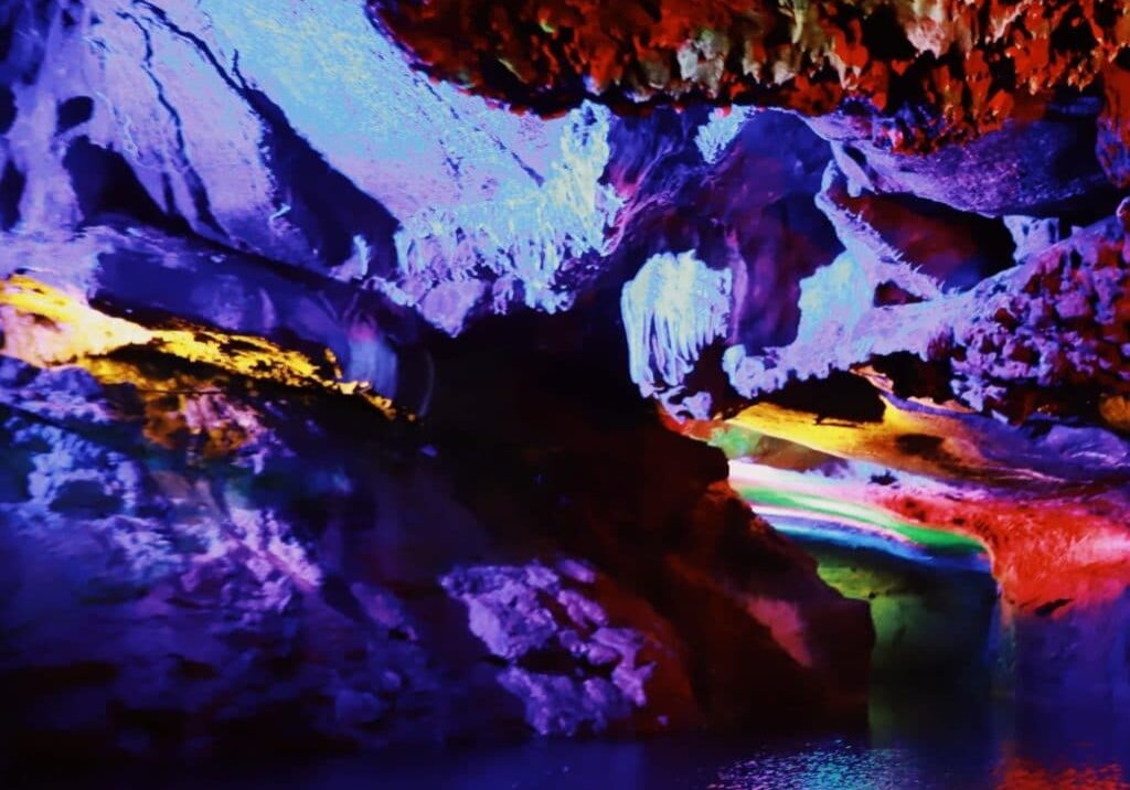 stunningly colorful cave pool