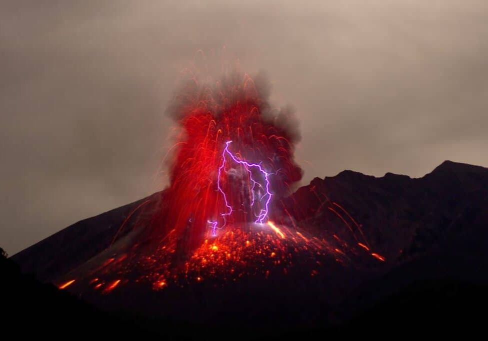 volcano and lightning image from unsplash dot com
